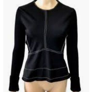 ZARA WOMAN Black Sweater w White Stitch
